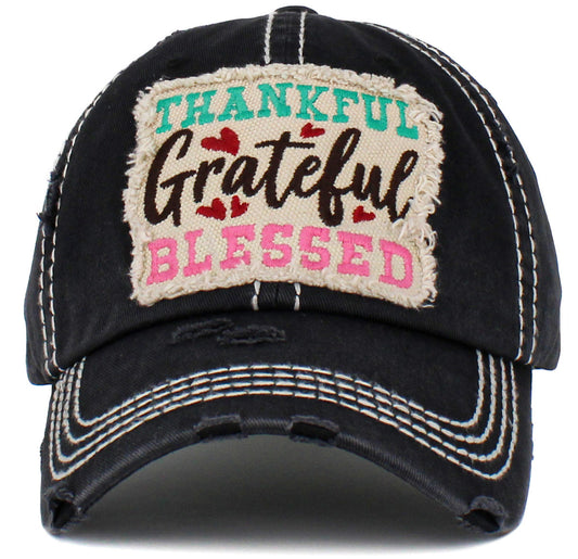 Thankful Grateful Blessed Vintage Hat - iNeedaHat.COM