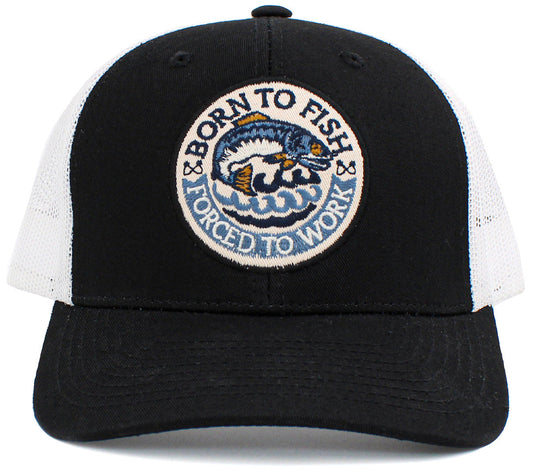 Born To Fish Forced To Work Mesh Back Hat - iNeedaHat.COM