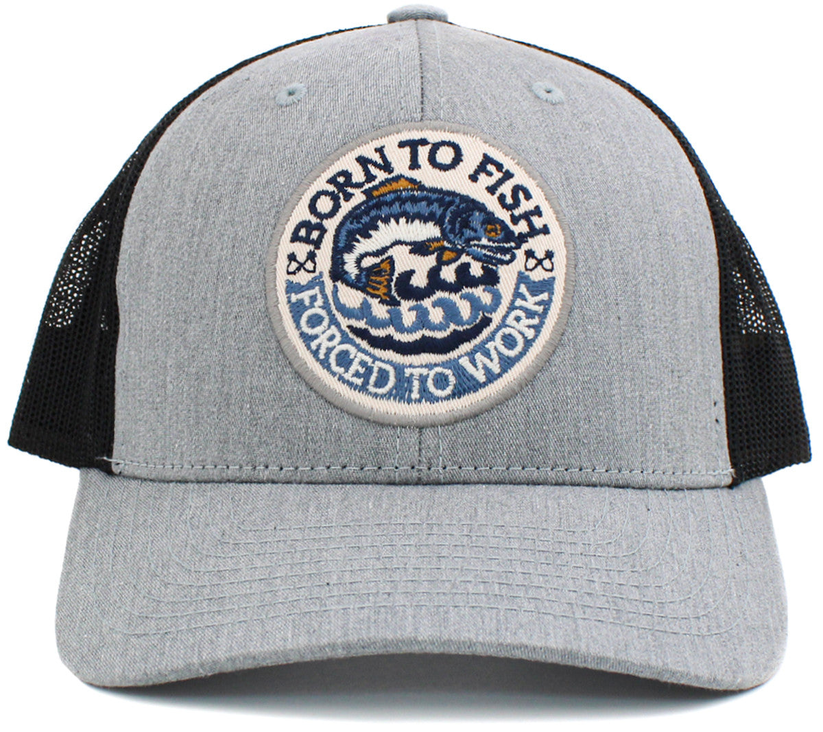 Born To Fish Forced To Work Mesh Back Hat - iNeedaHat.COM